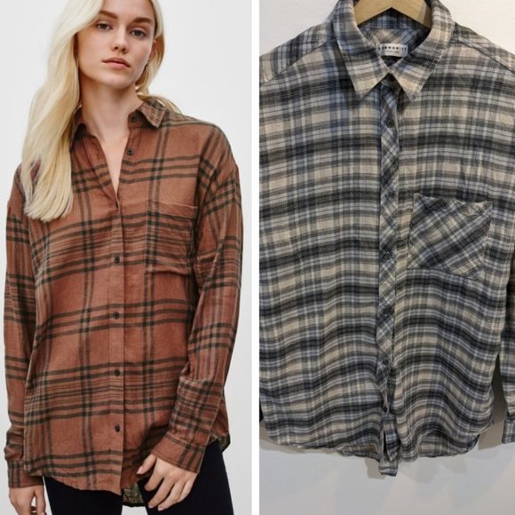 Aritzia Tops - Aritzia Community | Plaid Veritas Shirt with Linen